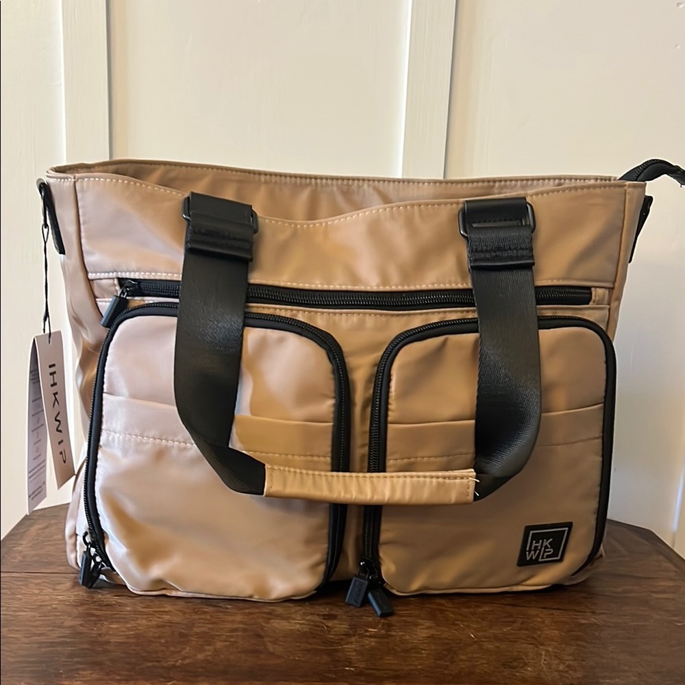 Stylish Laptop Bag in Tan and Black
